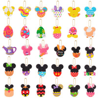 Eartim 30Pcs Easter Mouse Diamond Painting Keychain Ornaments, 5D Diamond DIY Painting Key Ring Pendant with Painting Tools, Easter Mouse Hanging Ornaments Decoration Art Craft Key Phone Charm Decor