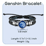 Eartim 3Pcs Genshin Tartaglia Earrings Bracelet Jewelry Set, God's Eye Time Gem Bracelets of Water Genshin Impact Tartaglia Dangle Drop Earrings Anime Game Cosplay Jewelry for Women Girls