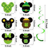 Eartim 30Pcs St Patrick's Day Inspired Mouse Hanging Swirls Decorations, Green Shamrock Clover Ceiling Foil Swirl Whirl for Irish St Patrick Party Lucky Day Decoration Favor Supplies Home Wall Decor