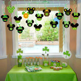 Eartim 30Pcs St Patrick's Day Inspired Mouse Hanging Swirls Decorations, Green Shamrock Clover Ceiling Foil Swirl Whirl for Irish St Patrick Party Lucky Day Decoration Favor Supplies Home Wall Decor