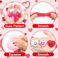 Eartim 28Pcs Valentine's Day Heart Mochi Squeeze Toys Party Favors, Mini Kawaii Heart Mochi Stress Relief Anxiety Toys for Kids Valentines Exchange Gift Goodies Bag Filler Birthday Gift School Prizes